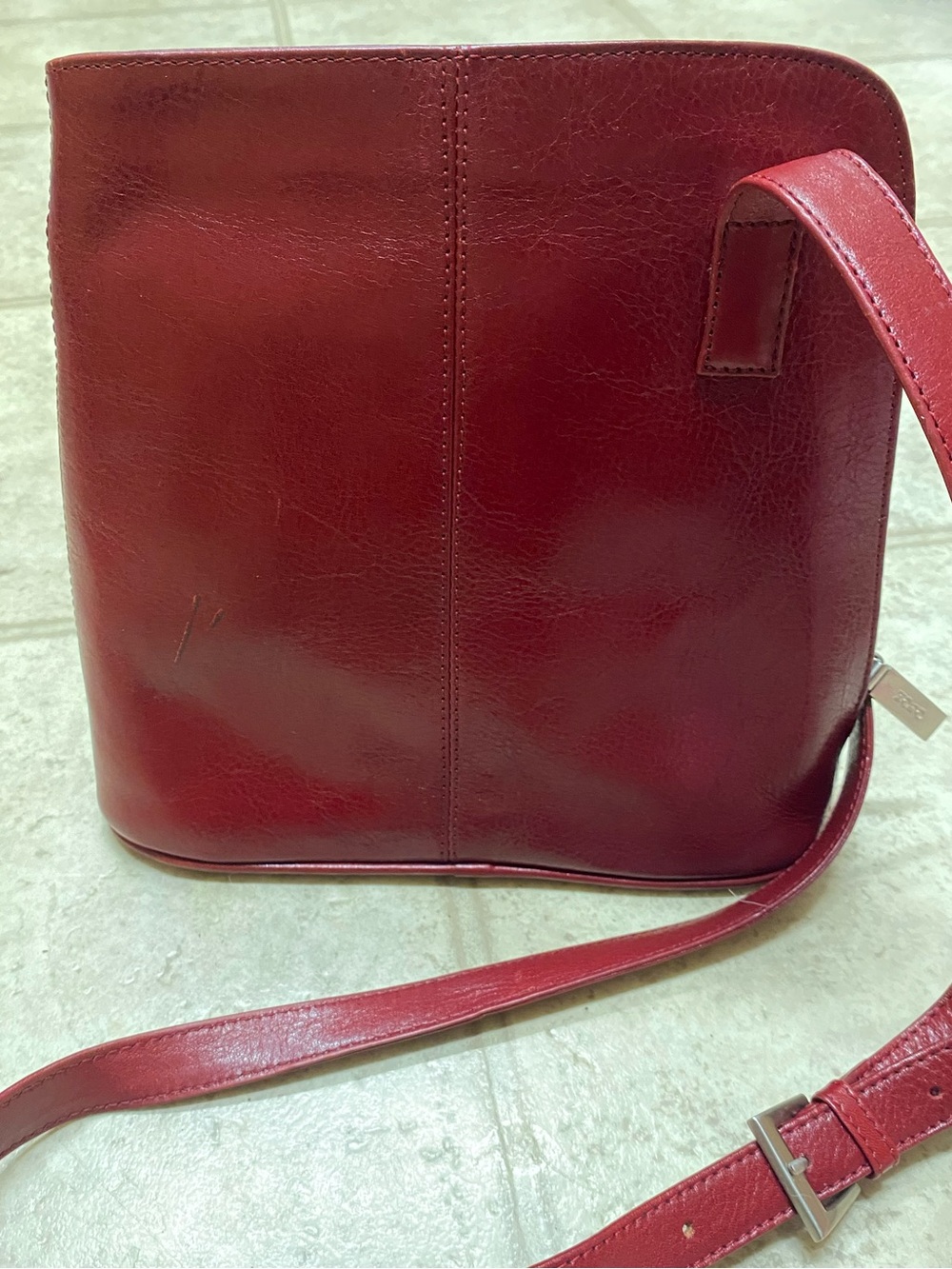HOBO Red Leather Crossbody Bag with Adjustable Strap